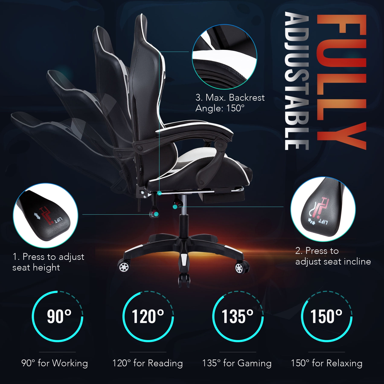 img_8758 كرسي جيمنج |ابيض - الصورة 3